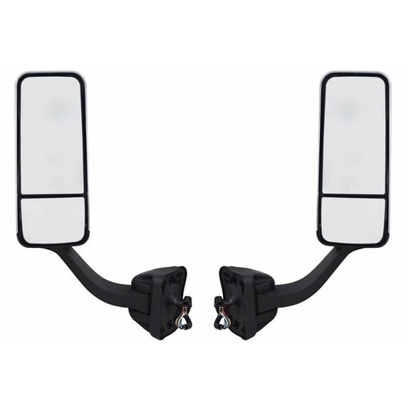 TORQUE Chrome Door Mirror Pair Set Replacement for 2008-2017 Freightliner Cascadia Semi Trucks Power Heated Driver Left Side LHD Passenger Right Side RHD (TR037-L, TR037-R)