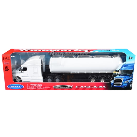 Freightliner Cascadia Oil Tanker Plain White "Transporter" Series 1/64 Diecast Model by Welly
