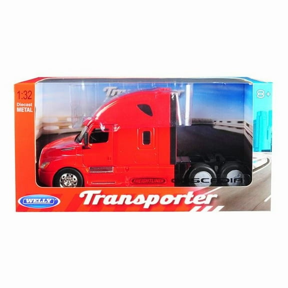 Freightliner Cascadia Truck Red "Transporter" 1/32 Diecast Model by Welly
