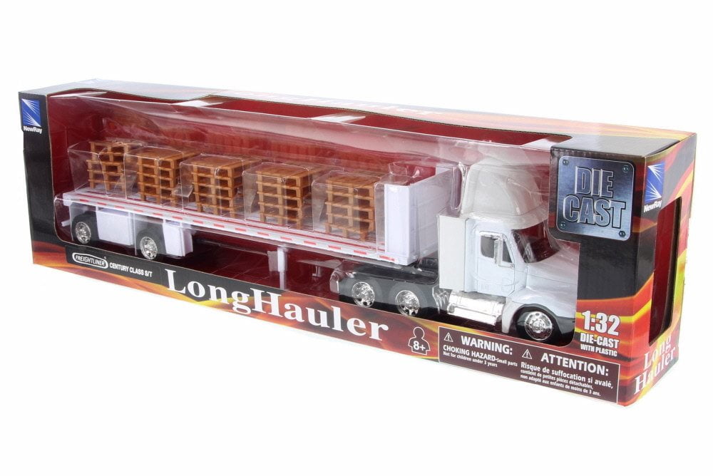 Freightliner Century w/ Shipping Pallets, White - New Ray 10593