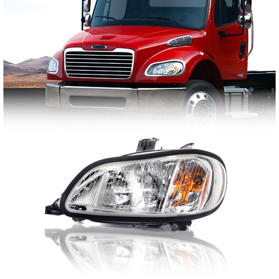 Torque Headlight Driver Left Side Replacement for 2002-2018 Freightliner M2 M-2 100 106 112 Business Class Trucks [Included All Bulbs] Assembly DOT SAE Approved Chrome Crystal LH (TR028-L)