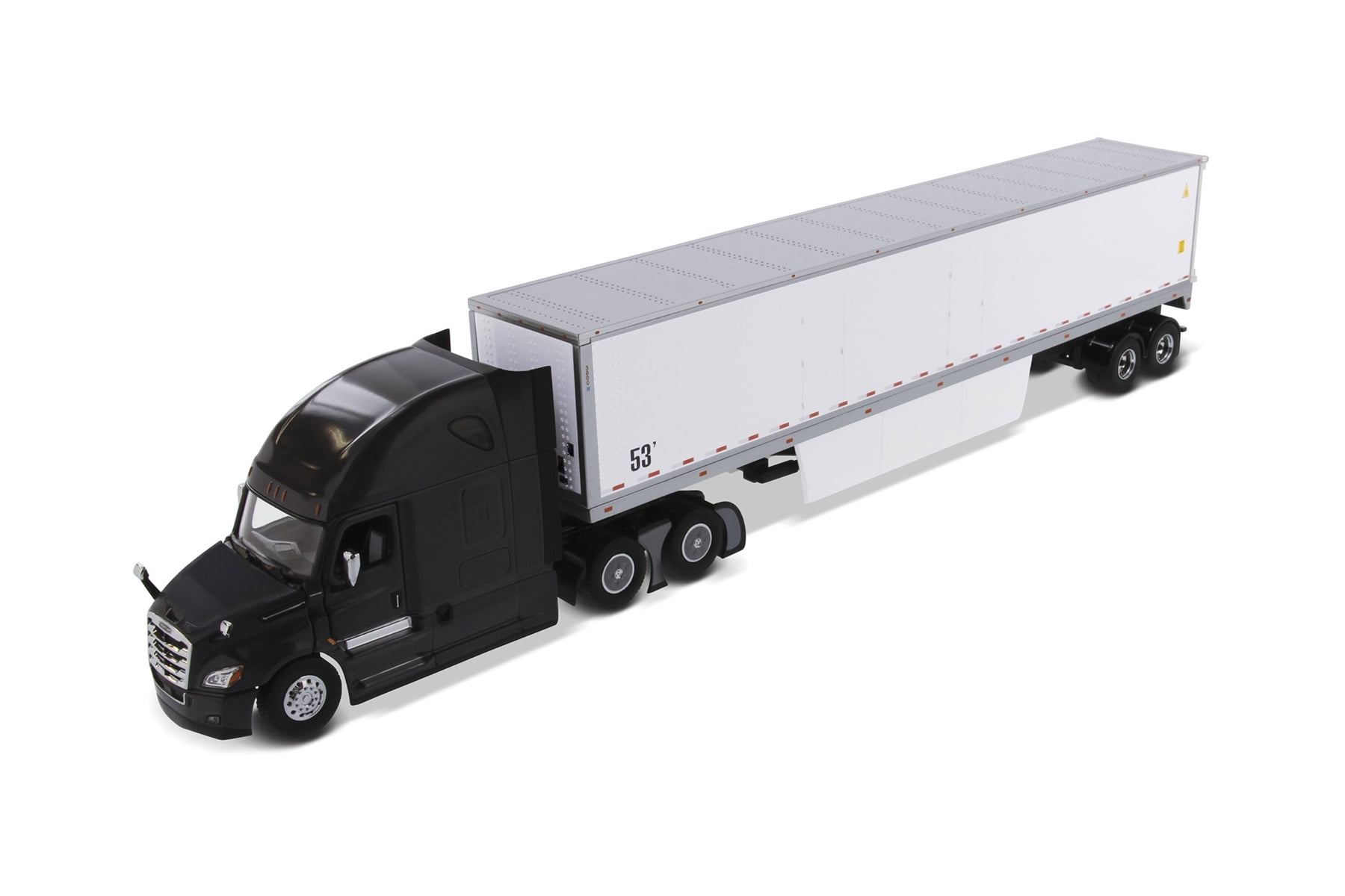Freightliner New Cascadia SBFA Sleeper Cab Truck Tractor with Dry Cargo Van, Black and White - Diecast Masters 71047 - 1/50 scale Diecast Model Toy Car