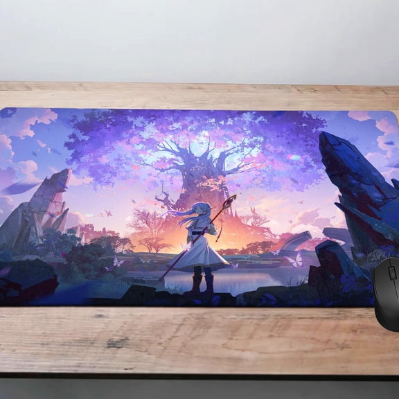 Freiren Desk Mat Anime Mouse Pad, PC Gaming Desk Pad for Gamers, Fern Keyboard Mat Gift, Freiren Desk Mat - 80x30
