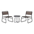 thumbnail image 1 of Freja 3-Piece Mid-Century Modern Faux Rattan Conversation Outdoor Patio Set, Black/Brown, 1 of 6