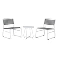 thumbnail image 1 of Freja 3-Piece Mid-Century Modern Faux Rattan Conversation Outdoor Patio Set, White/Gray, 1 of 6