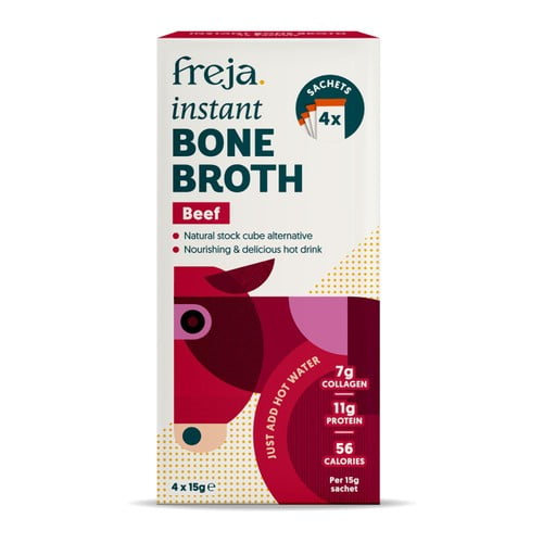 Freja Beef Instant Bone Broth 4 x 15g, British Import (Pack of 2)