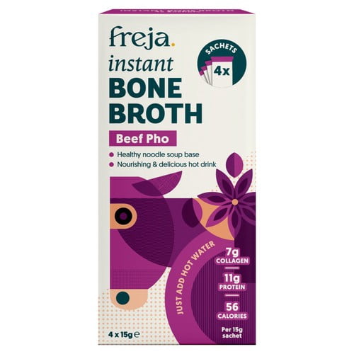 Freja Beef Pho Instant Bone Broth 4 x 15g, British Import (Pack of 2)