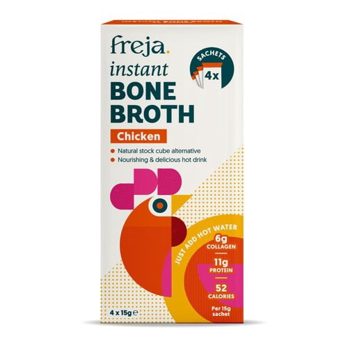 Freja Chicken Instant Bone Broth 4 x 15g, British Import (Pack of 2)