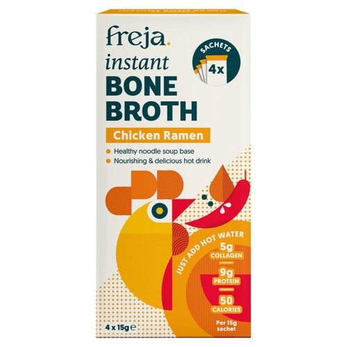 Freja Chicken Ramen Instant Bone Broth 4 x 15g, British Import (Pack of 2)