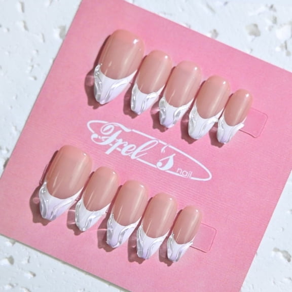 Frely's nail ALMOND Light Affection S,Handmade nail art,Press-On Nails, Holiday Gift Set with Holiday