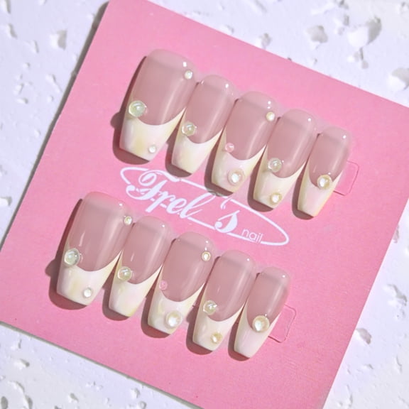 Frely's nail BALLERINA Colorful Bubble Beads S,Handmade nail art,Press-On Nails, Holiday Gift Set with Holiday