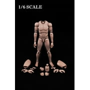 Fremego 1/6 Scale Muscle Male Action Figure Narrow Shoulders Doll Toy Accessory Pale Skin