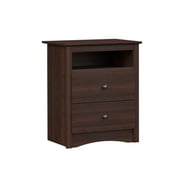 Prepac Fremont Tall 2-Drawer Nightstand with Open Shelf, Espresso