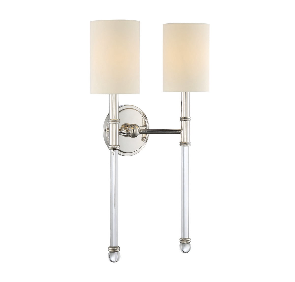 Fremont Polished Nickel 2-Light Sconce with Soft White Shades
