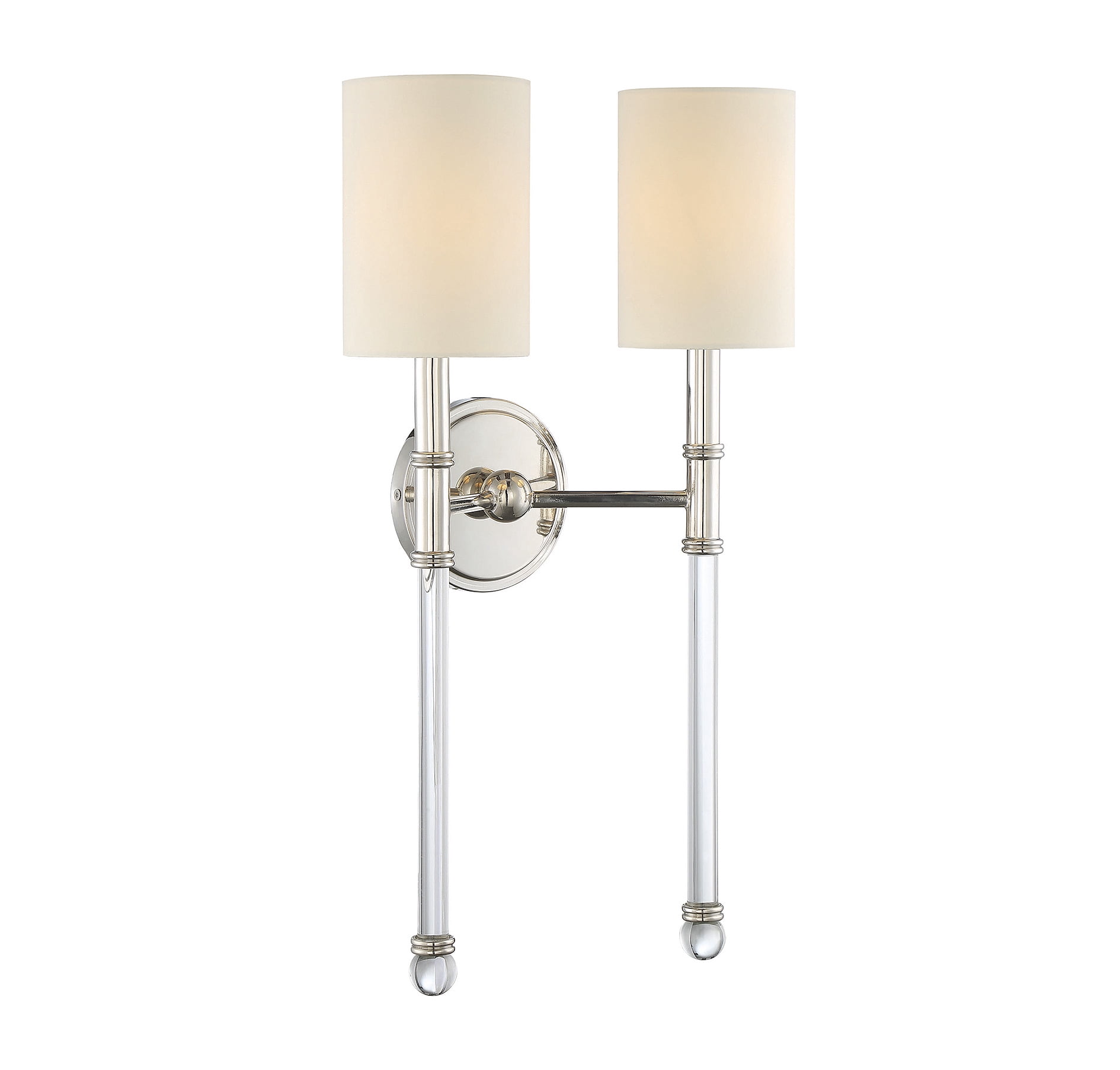 Fremont Polished Nickel 2-Light Sconce with Soft White Shades
