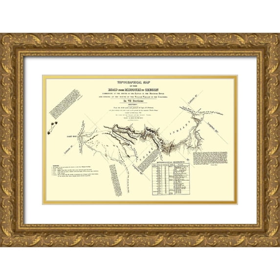 Fremont 24x17 Gold Ornate Wood Framed with Double Matting Museum Art Print Titled - Oregon Trail Idaho 5 of 7 - Fremont 1846