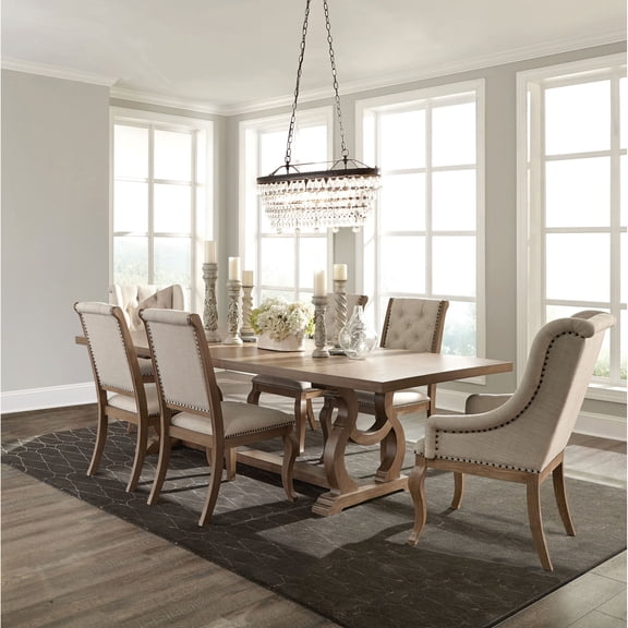 Fremont Barley Brown and Cream 7-piece Dining Set