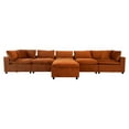 thumbnail image 1 of Fremont Mid Century Modern Modular Orange Velvet Comfy Sectional Couch, 1 of 7