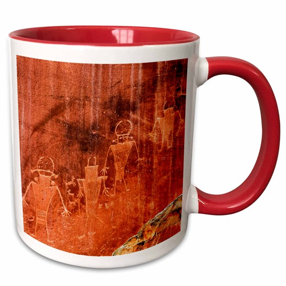 3drose, Fremont Petroglyphs, Capitol Reef National Park, Torrey, Utah, 15oz Two-tone Red Mug