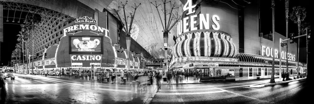 Fremont Street at night Las Vegas Clark County Nevada USA Canvas Art - Panoramic Images (12 x 36)