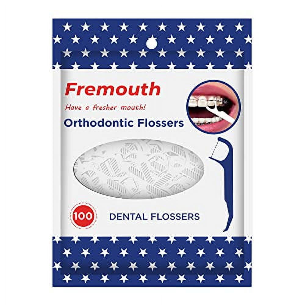 Fremouth Upgraded Orthodontic Flossers for Braces - Ortho Dental Floss Picks, 100 Count (Pack of 1)