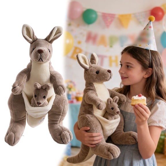 Fren Good Day Kangaroo Plush Toy Mother And Baby Soft Stuffed Animal Cuddly Pair For Imaginative Play 35X10X5Cm