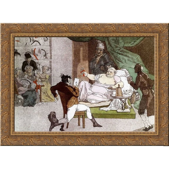 French Activities in the Store 24x18 Gold Ornate Wood Framed Canvas Art by Alexey Venetsianov