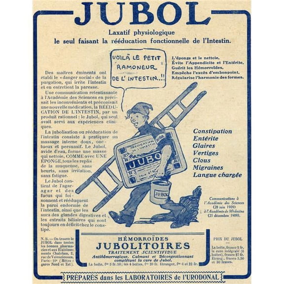 French Advertisement C.1916 for Jubola Laxative Poster Print - 13 x 17