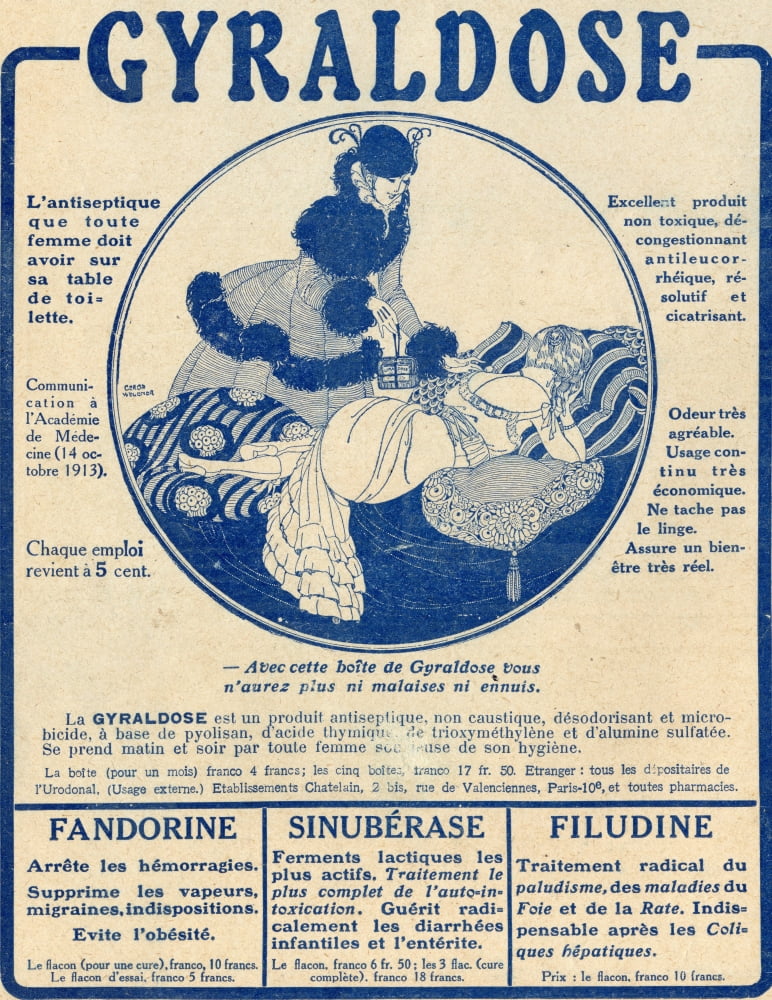French Advertisement C1916 For Gyraldose An Antiseptic Feminine Hygiene Product Canvas Art - Ken Welsh Design Pics (13 x 17)