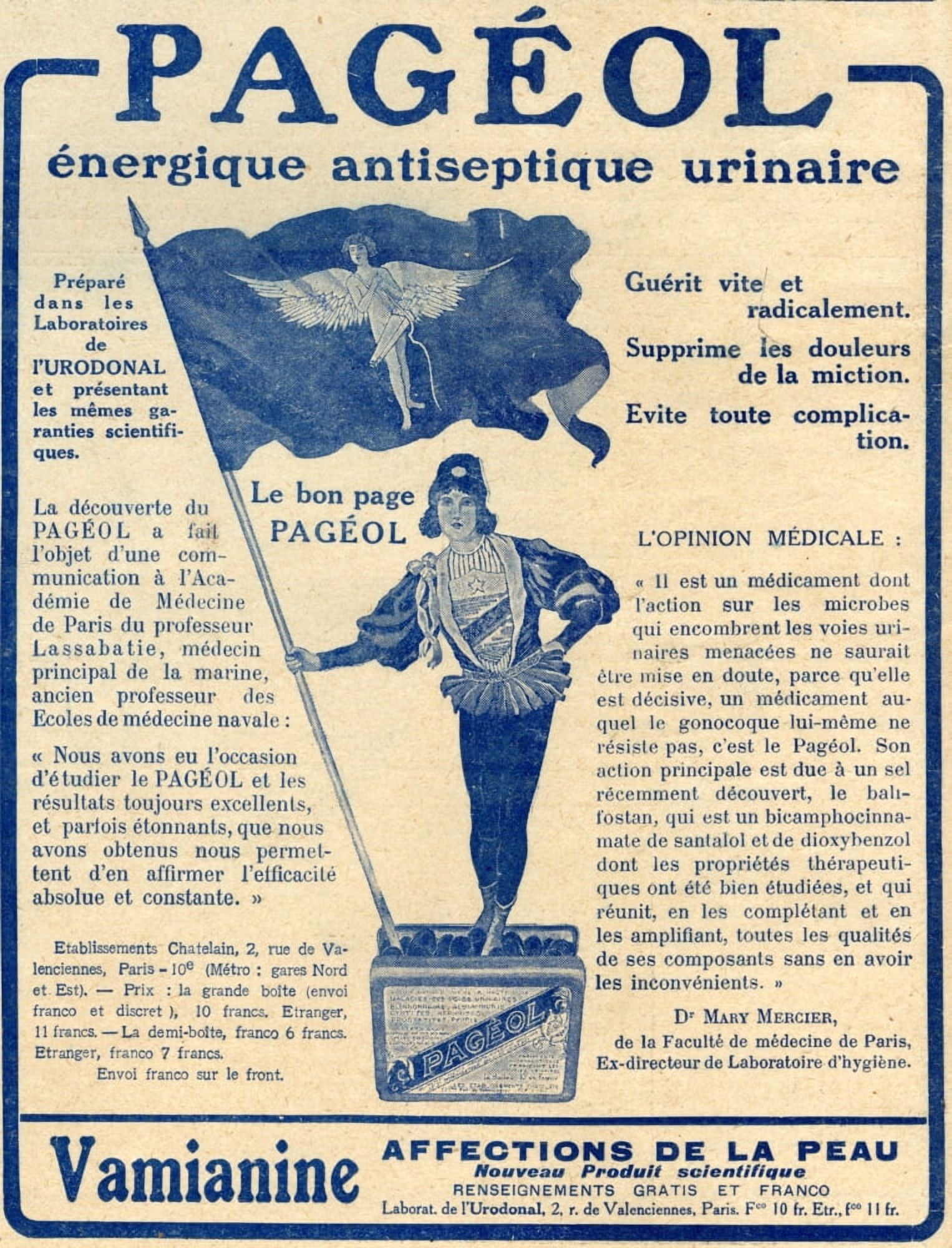 French Advertisement C1916 For Pagol An Energetic Urinary Antiseptic Canvas Art - Ken Welsh Design Pics (26 x 34)