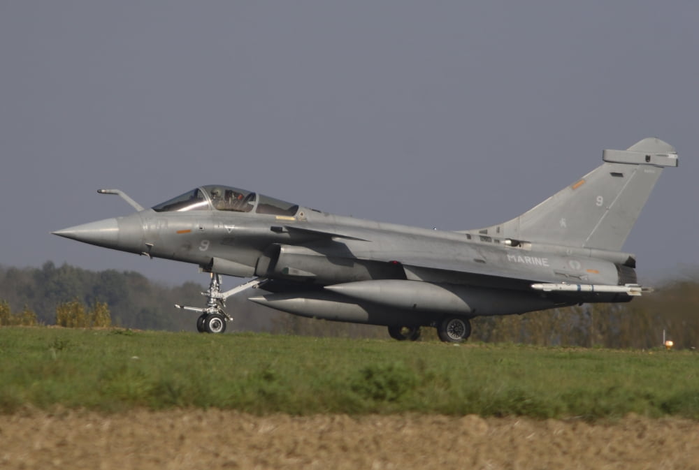 French Air Force Rafale aircraft at Florennes Airfield Belgium Canvas Art - Timm ZiegenthalerStocktrek Images (17 x 12)
