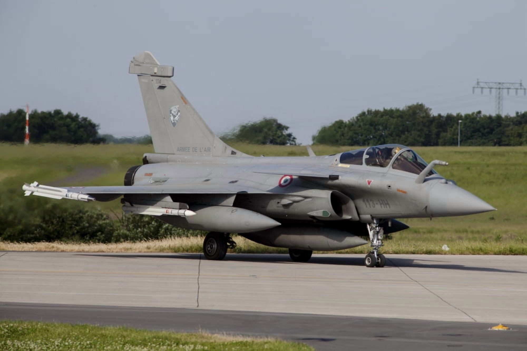 French Air Force Rafale aircraft with a full load of MICA missiles Canvas Art - Timm ZiegenthalerStocktrek Images (18 x 12)