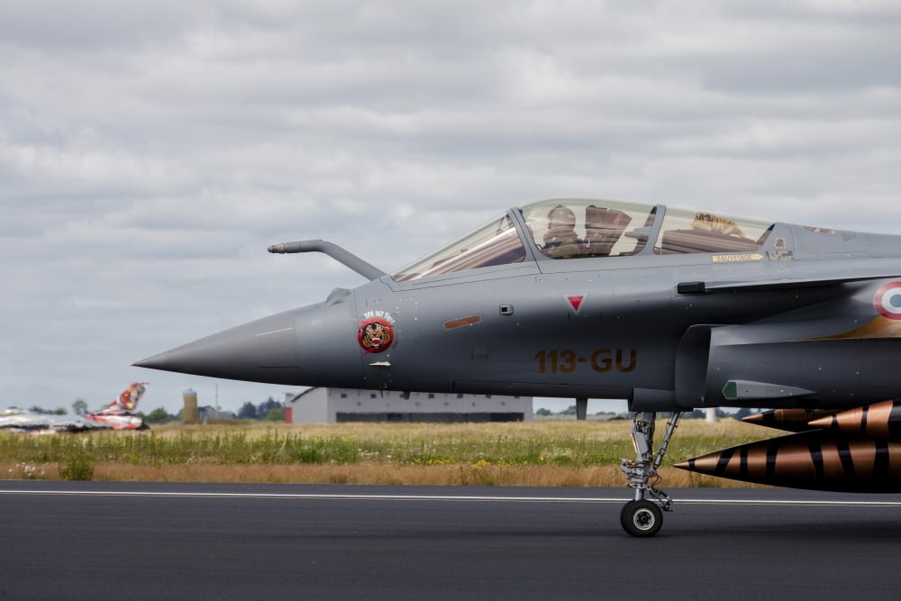 French Air Force Rafale jet during the NATO Tiger Meet 2014 Canvas Art - Timm ZiegenthalerStocktrek Images (18 x 12)