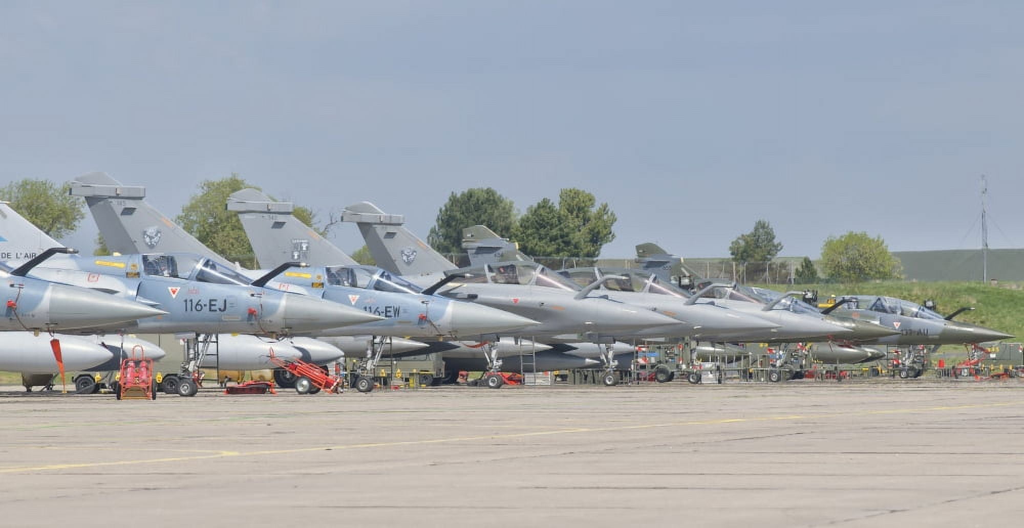 French Air Force and Royal Saudi Air Force planes on the flight line Canvas Art - Giovanni CollaStocktrek Images (20 x 11)