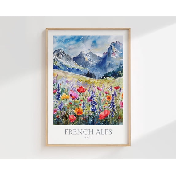French Alps Mont Blanc France Drawing Poster, Travel Inspired Home And ...