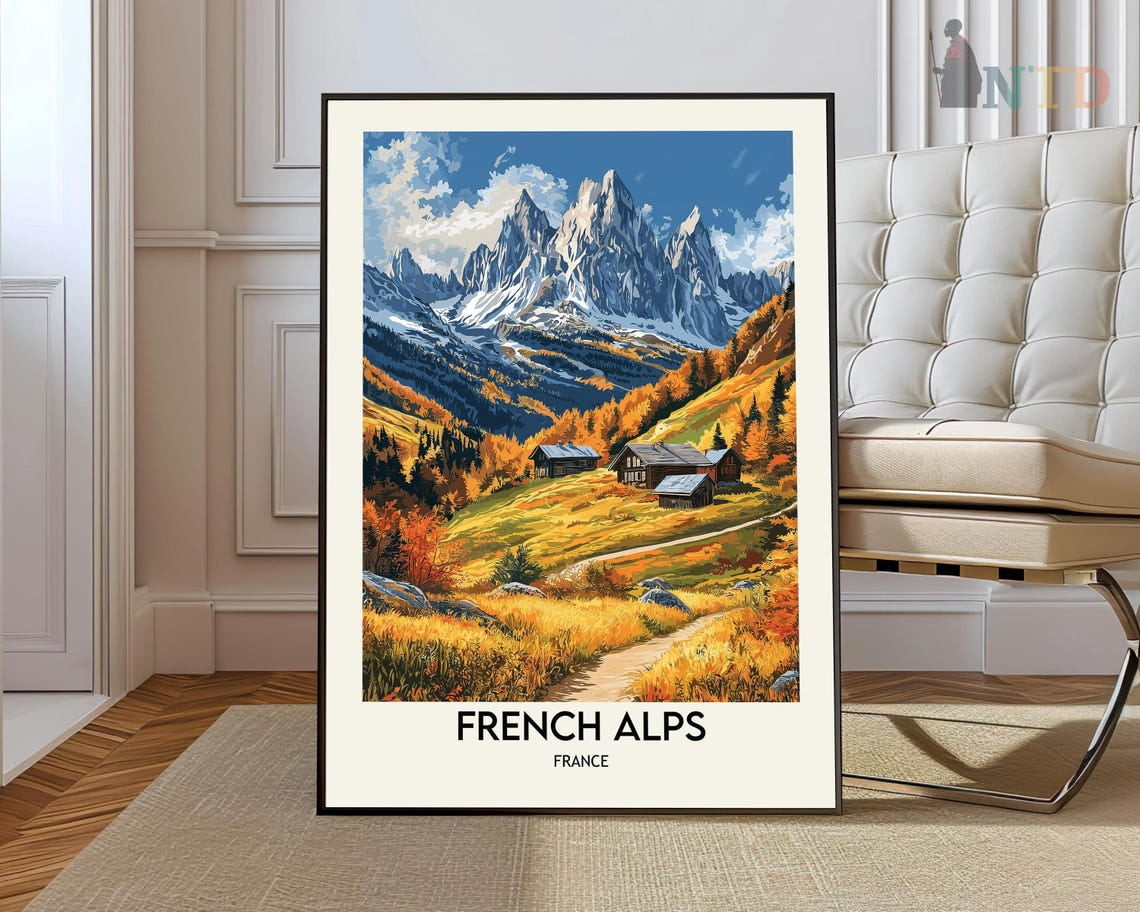 French Alps Mountain Landscape Poster, Unframed Paper Poster 24x36in ...
