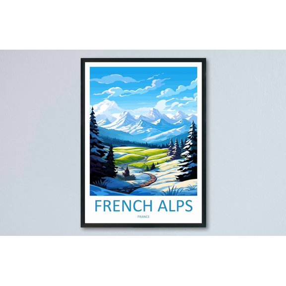 French Alps Scenic Mountain Landscape France Wall Decor Unframed Paper Print