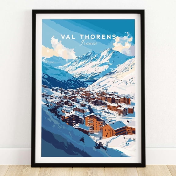 French Alps Ski Village Poster Cosy Val Thorens Scene