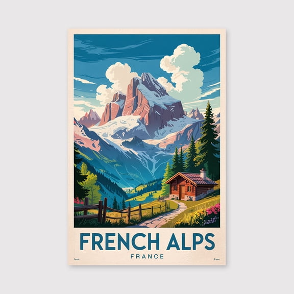 French Alps Travel Print Canvas Wall Art, French Alps Wall Hanging Home decor French Alps Canvas Art, France Art French Alps Art-1WN2584