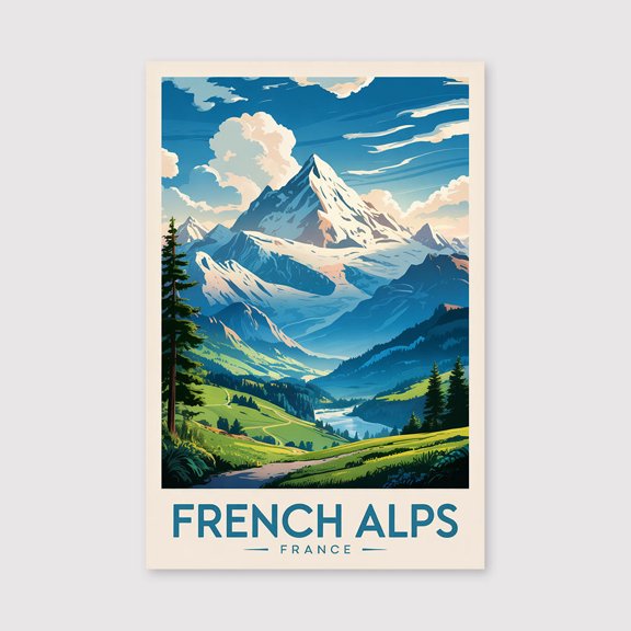 French Alps Travel Print Canvas Wall Art, French Alps Wall Hanging Home decor French Alps Canvas Art, France Art French Alps Art-1WN3293