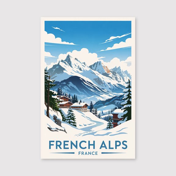 French Alps Travel Print Canvas Wall Art, French Alps Wall Hanging Home decor French Alps Canvas Art, France Art French Alps Art-1WN3643