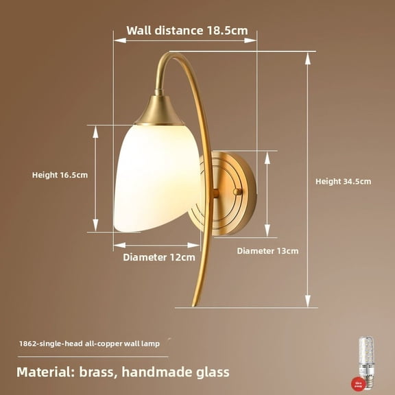 French & American Vintage LED Wall Sconce, Full Copper Luxury Wall Lamp for Bedroom Bedside, Living Room, Stairway, Modern Elegant Accent Lighting