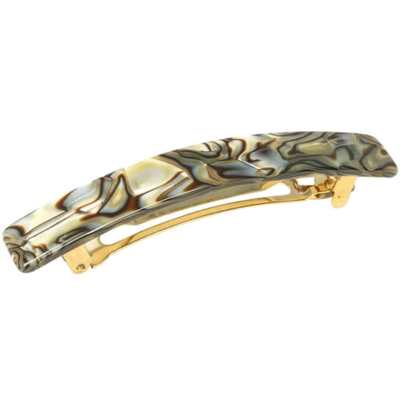 French Amie Bar Medium Handmade Onyx Celluloid Acetate Hair Clip Barrette