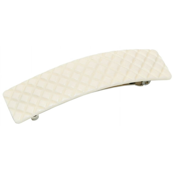 French Amie Beau Criss Cross Handmade Hair Clip Automatic Barrette Silver Clasp