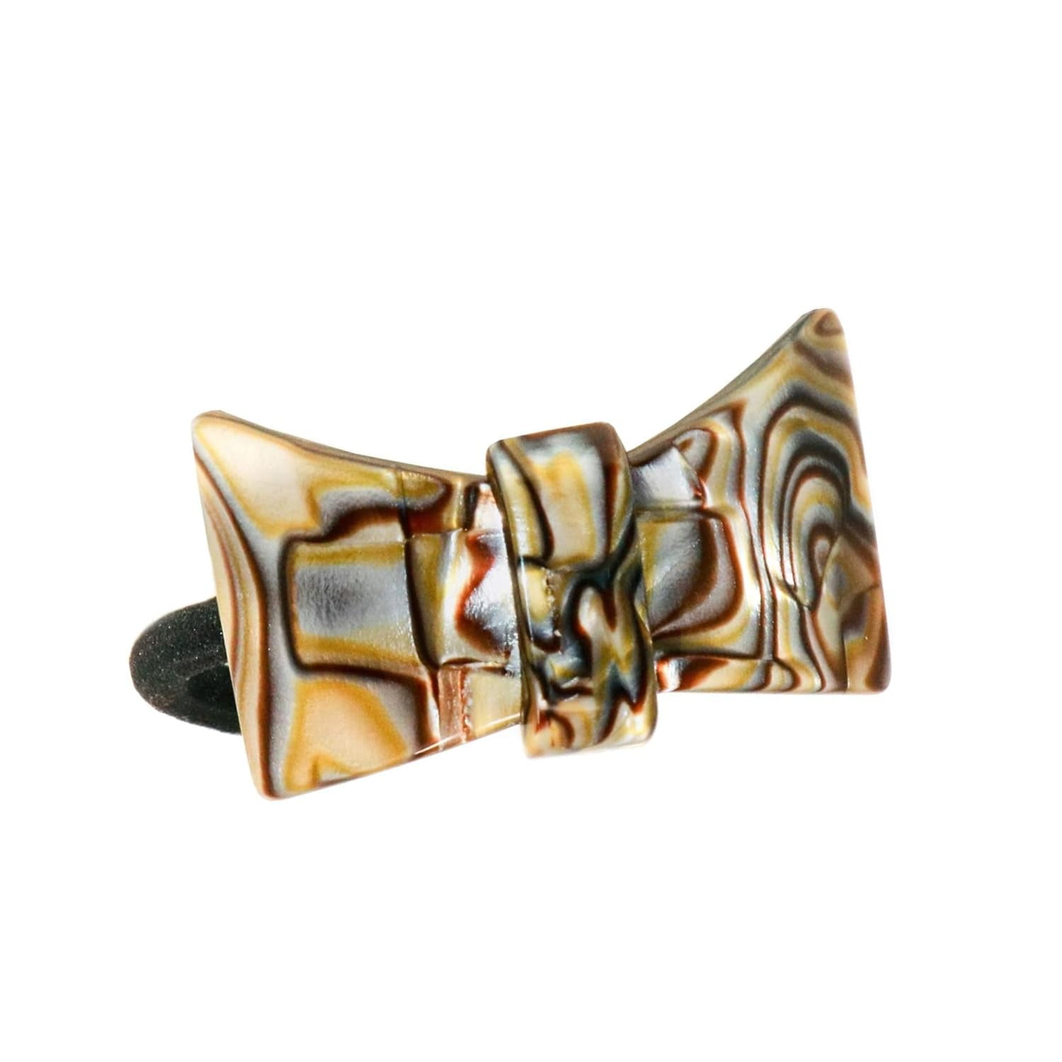 French Amie Bow Knot Handmade Celluloid Elastic Hair Tie for Women and Girls
