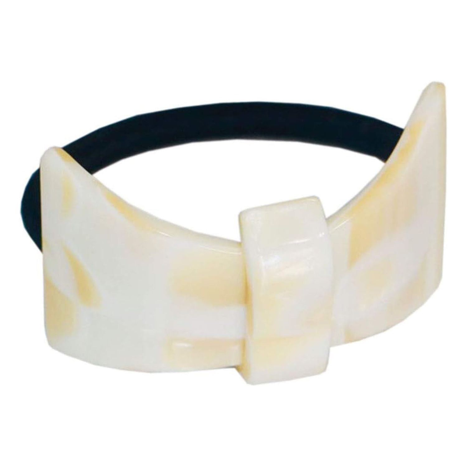 French Amie Bow Knot Handmade Celluloid Elastic Hair Tie for Women and Girls