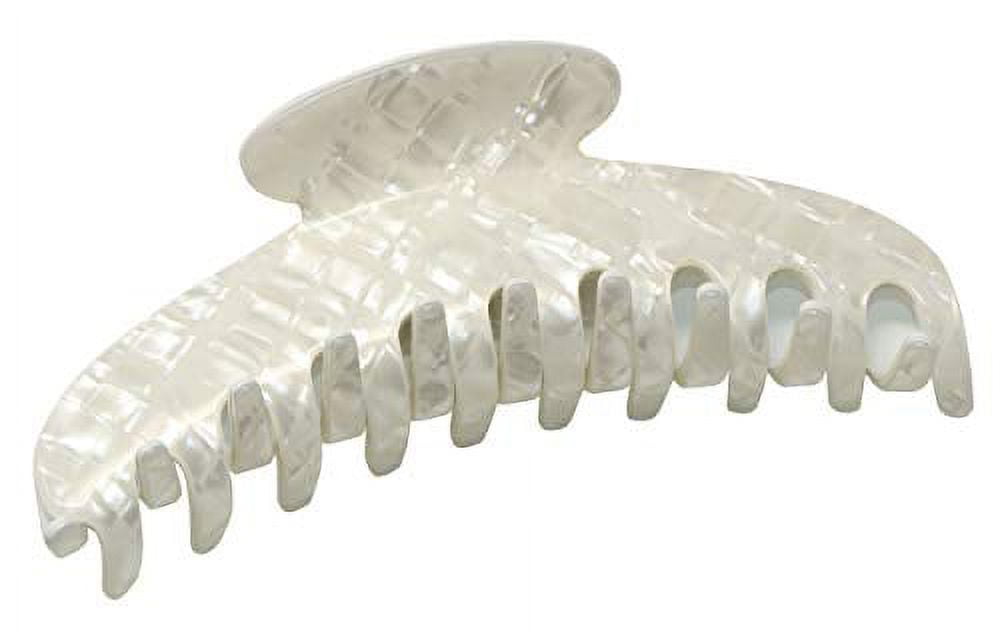 French Amie Contour Frost White Large 4 ¾” Handmade Cellulose Hair Claw Clip