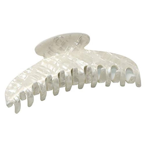 French Amie Contour Frost White Large 4  Handmade Cellulose Hair Claw Clip