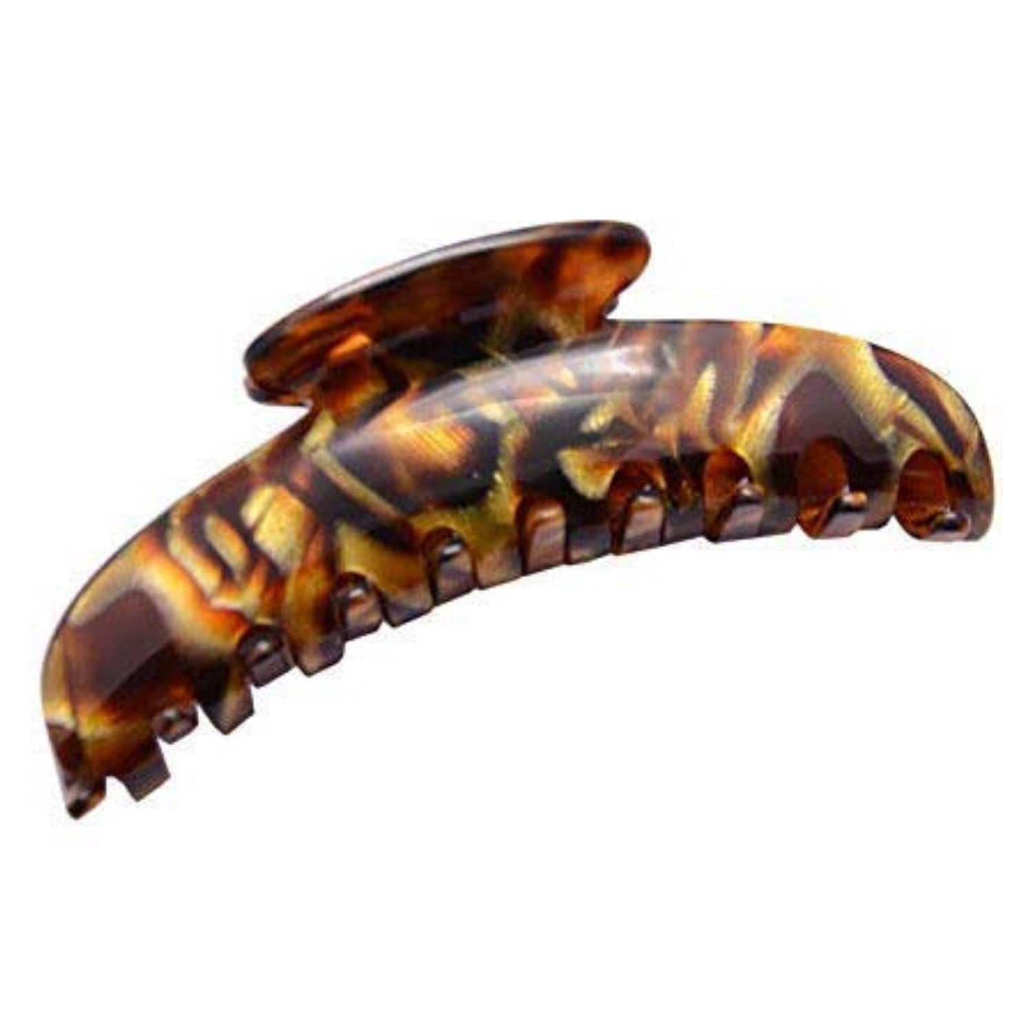 French Amie Contour Large 4 &frac34;&rdquo; Celluloid Handmade Jaw Hair Claw Clip for Women