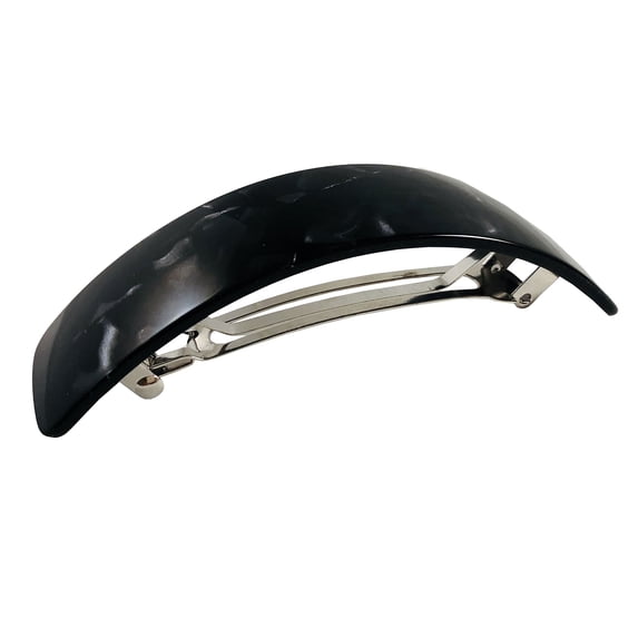 French Amie Curved Large 3 ¾” Handmade Celluloid Volume Hair Barrette for Women (Black)